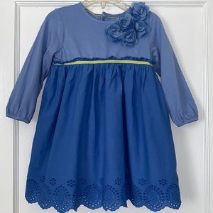 Gorgeous M&S Blue Eyelet Dress 12-18 w/ diaper cover